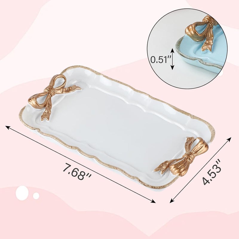 IBWell Resin Aesthetic Room Décor White Jewelry Tray Cute Home Decor Aesthetic Trays for Decor Girly Room Décor - Image 2